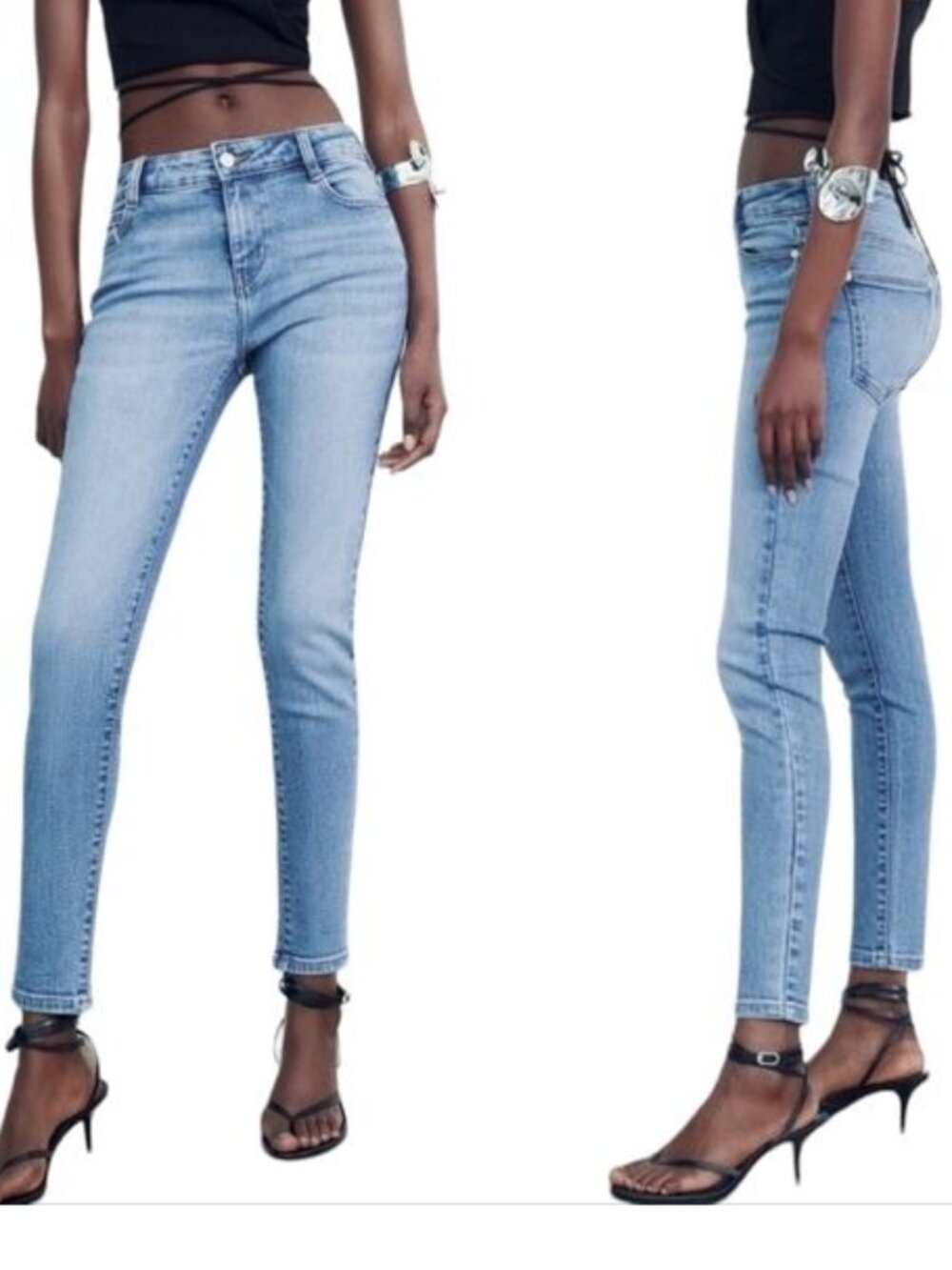 Zara Skinny Jeans Womens Size 6 Light Blue Med Rise Denim Pants